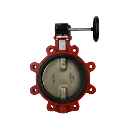 Фото товара затвор дисковый межфланцевый, тип LUG, редуктор, EPDM, корпус G, DN 200 PN 16 вид спереди